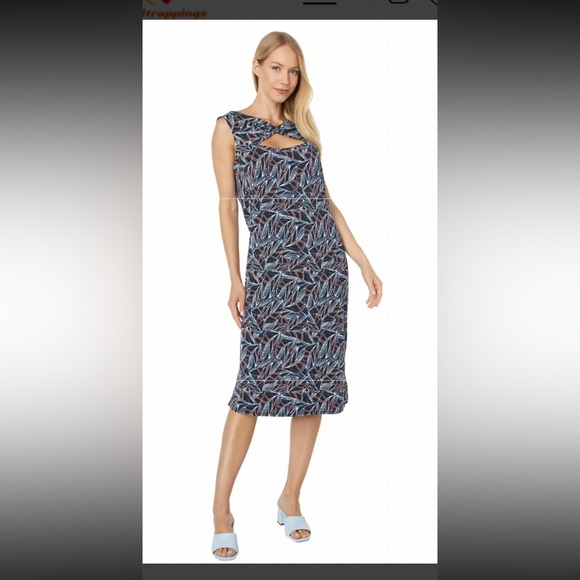 Halston Dress Sleeveless Twist Women’s Size XL Black Sea Grass Cocktail‎ NWT - Picture 1 of 15